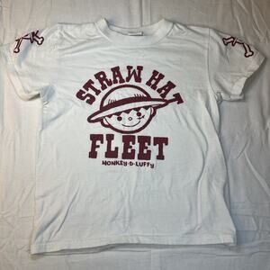 One Piece Straw Hat Fleet Monkey D Luffy T-Shirt White XSmall Unisex